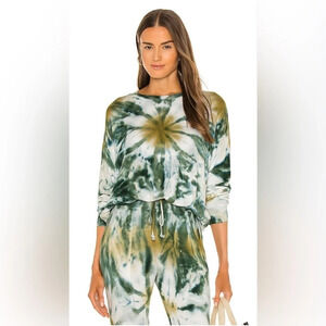 Young Fabulous & Broke. Coraline Green Tie Dye Soft Knit Sweatshirt.  Size Small